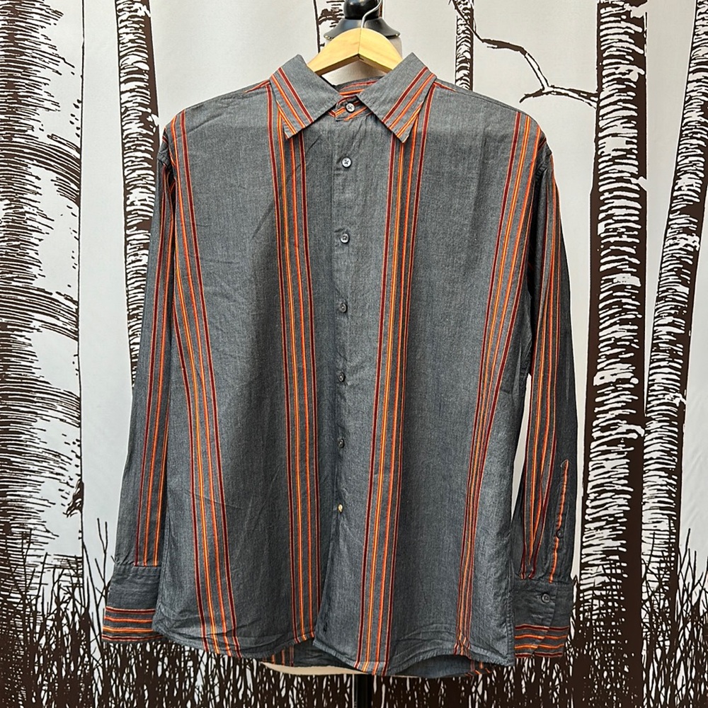 Ben Sherman Mens Lot of 2 Striped Button Down Shirts Size 3 Large Grey Black